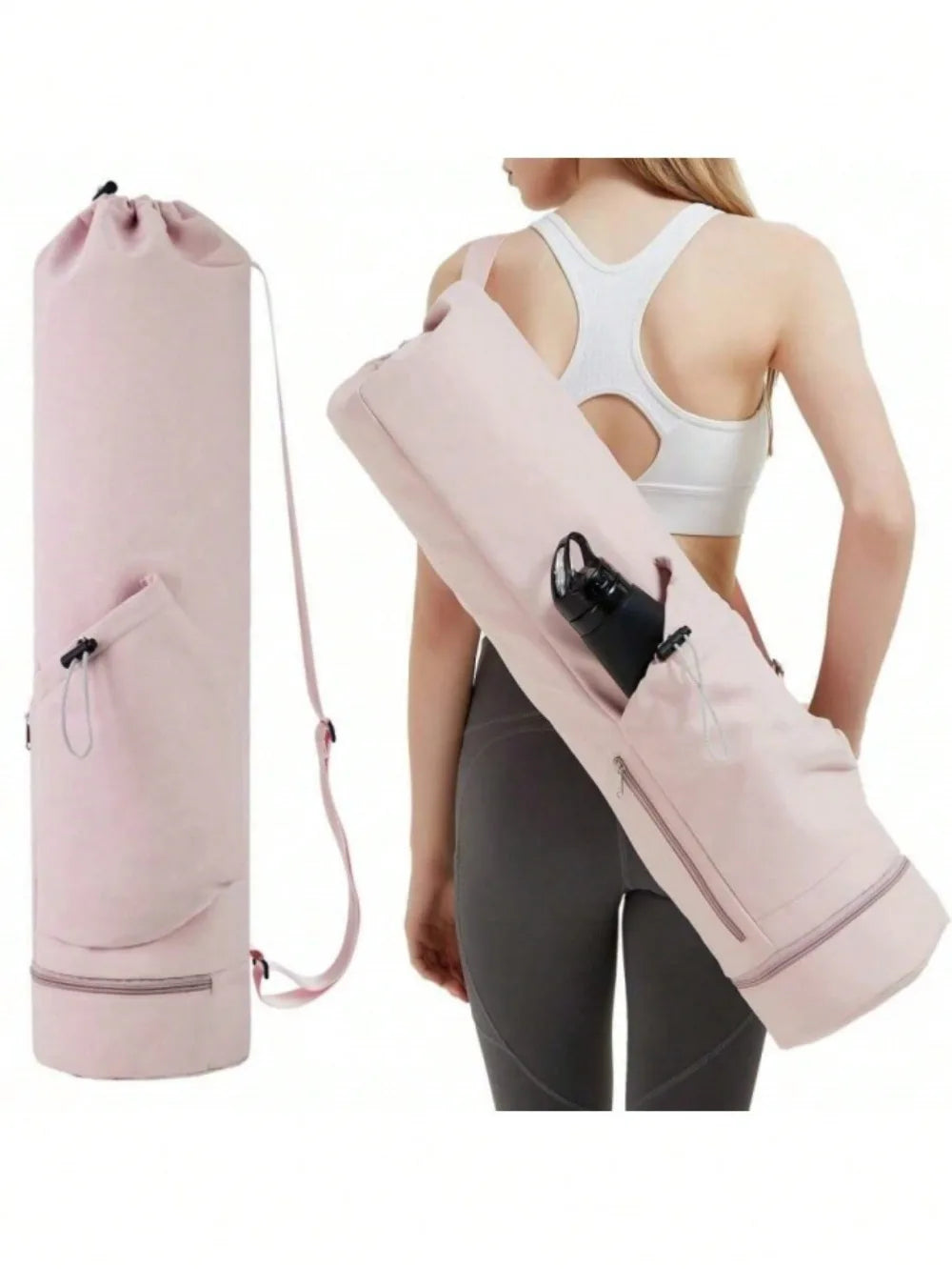 Yoga Mat Bag with Water Bottle Bag, Wet Wipes Bag and Adjustable Rope, Multifunctional Yoga Mat Storage Bag, Sports Gym Bag