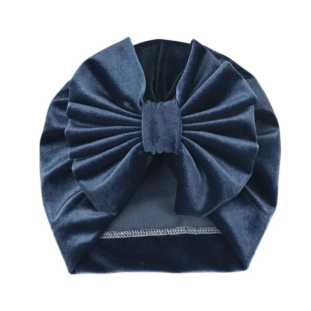 Baby Girls Big Bow Knot Velvet Hat Newborn Infant Turban Caps Children Leopard Beanies Photo Props Gifts Hair Accessories