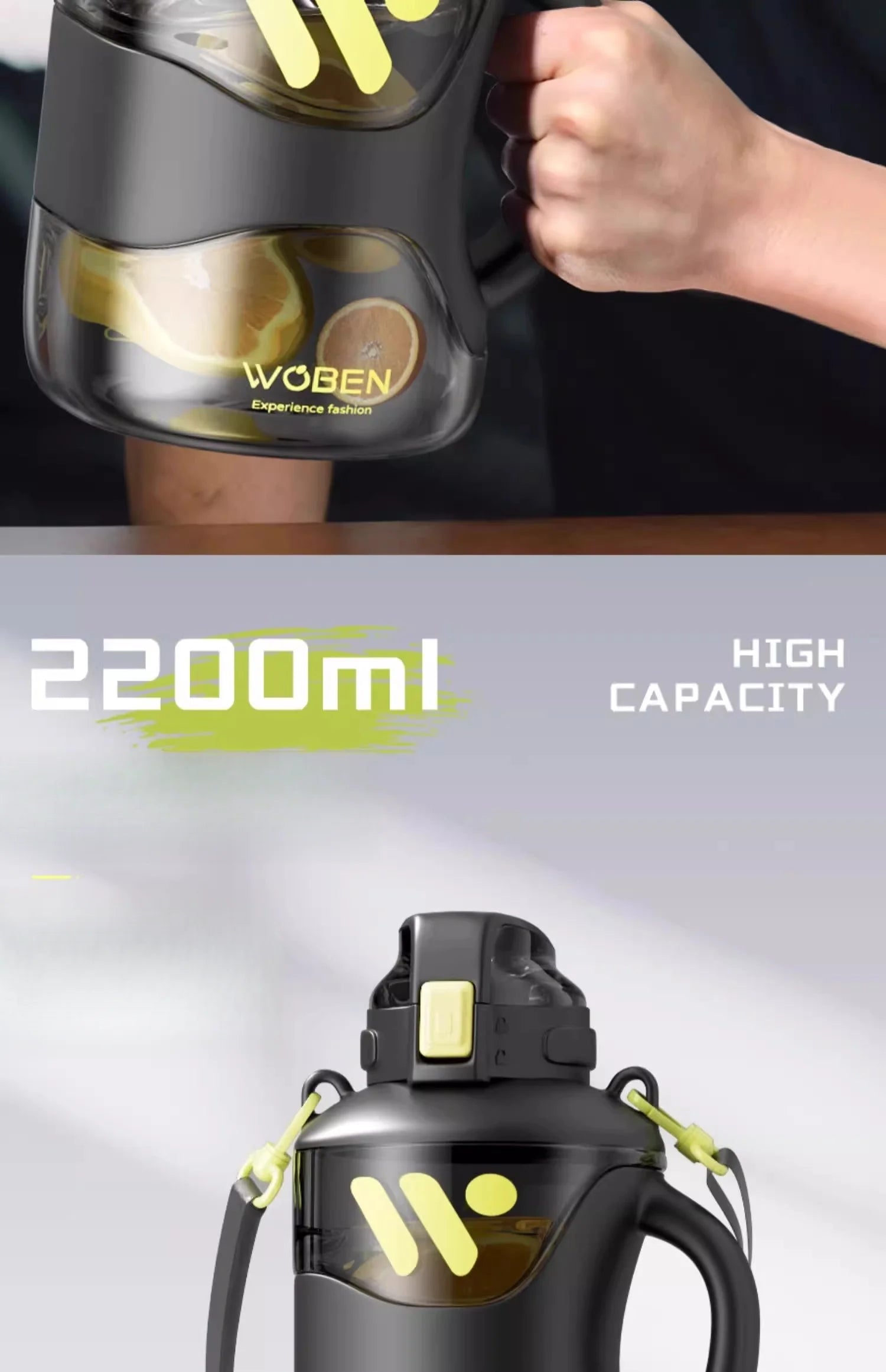 GIANXI Large Capacity Sports Kettle With Scale Portable Fitness One Key Open Lid Direct Drinking Tonton Bucket
