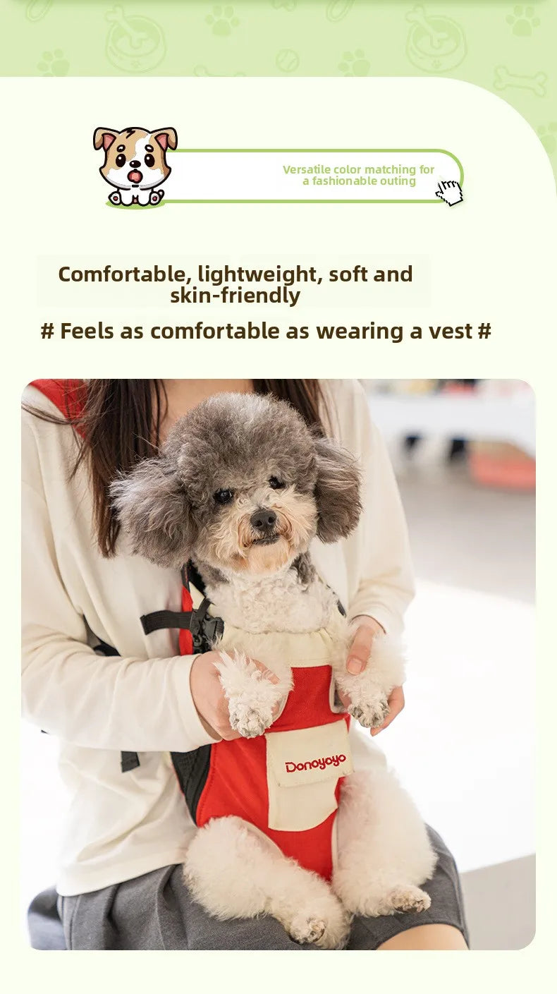 2026 New versatile Portable Pet Backpack for Outings, Dog and Cat Cotton Chest Four-Leg Backpack