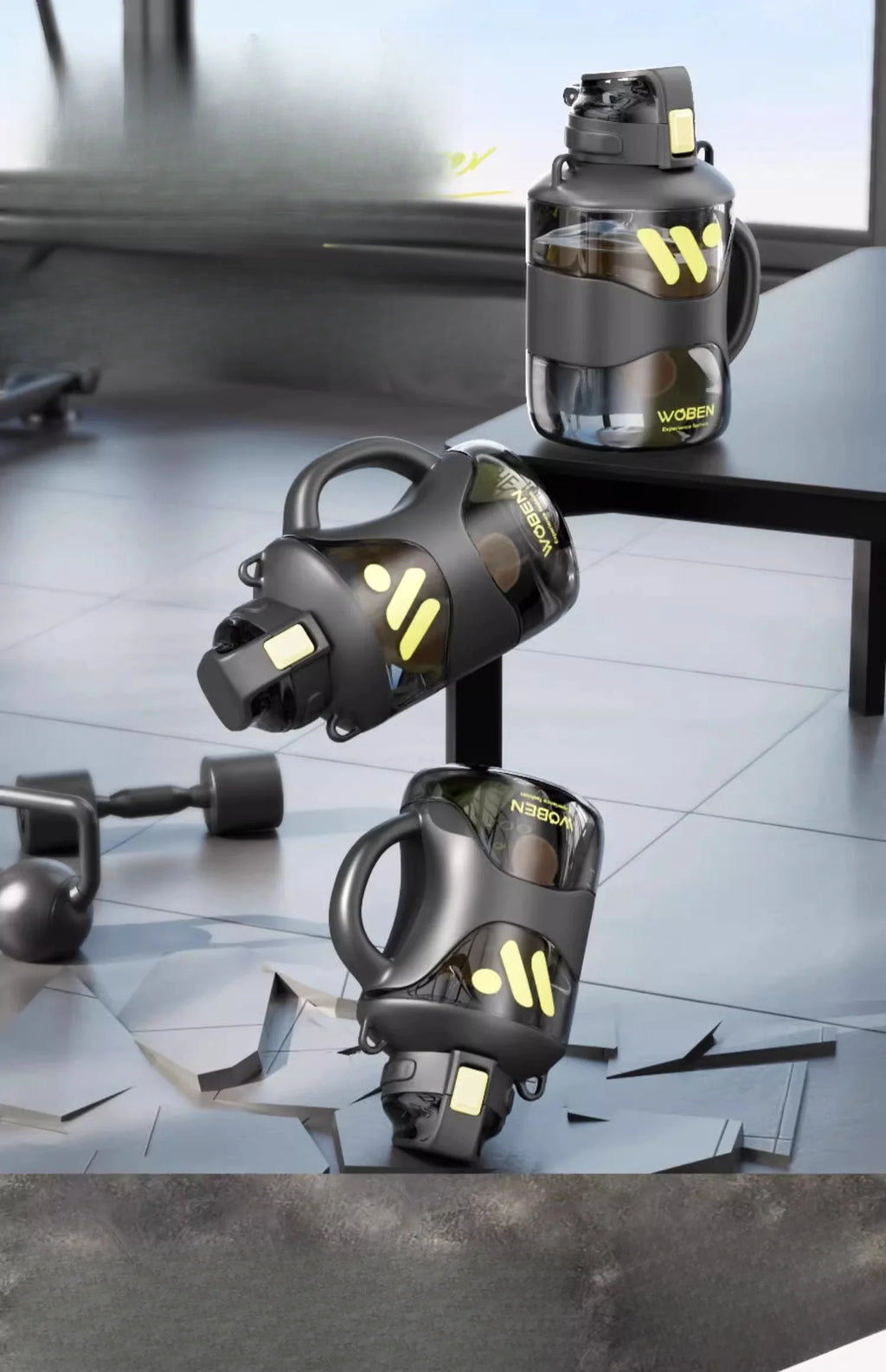 GIANXI Large Capacity Sports Kettle With Scale Portable Fitness One Key Open Lid Direct Drinking Tonton Bucket