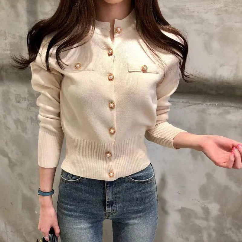 Autumn Winter Long Sleeve Fashion Women Cardigans Sweater Knitted Coat Short Casual Single Breasted Korean Slim Chic Ladies Tops