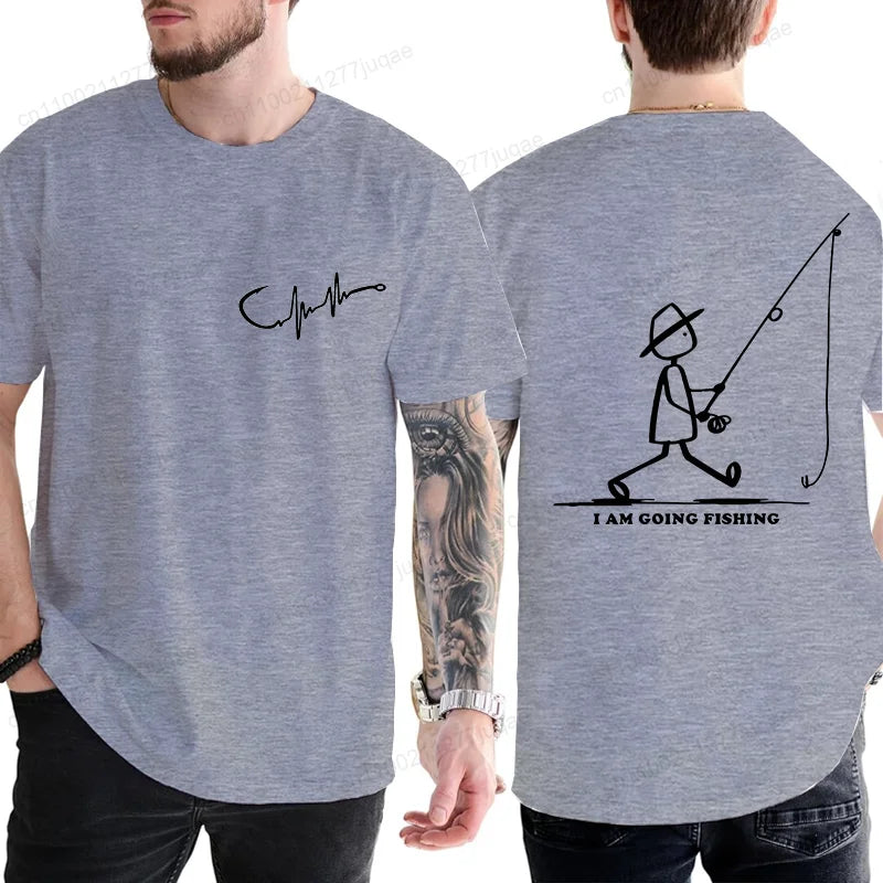 Mens Going Fishing Graphic T-Shirt Funny Men Casual Fisherman Fishing Tshirt T Shirt Loose Cretive Printed Short Sleeve Tees