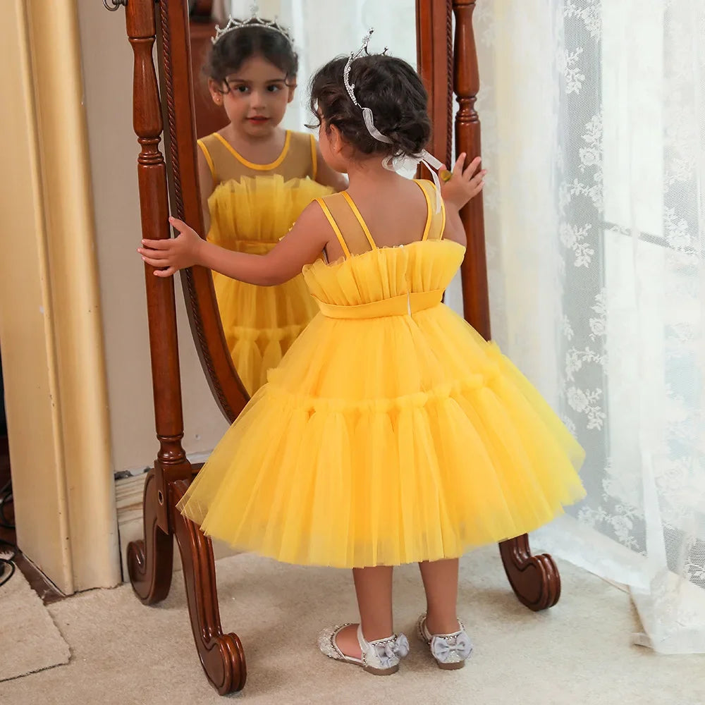 Baby Girls Clothes Toddler Kids Wedding Princess Dress Elegant Birthday Gowns Tulle Bridesmaid Evening Party Christmas Vestidos