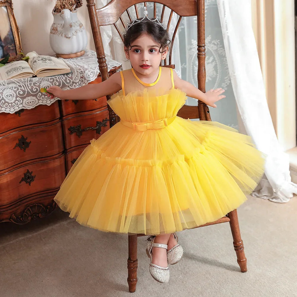 Baby Girls Clothes Toddler Kids Wedding Princess Dress Elegant Birthday Gowns Tulle Bridesmaid Evening Party Christmas Vestidos