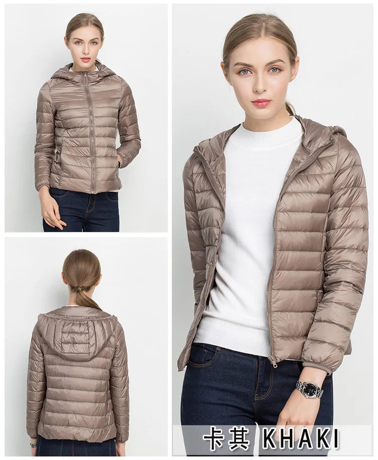 Johnature 2025 New Women Coat Autumn Winter White Duck Down Jacket Solid Colors Warm Slim Zipper Fashion Light Down Coat
