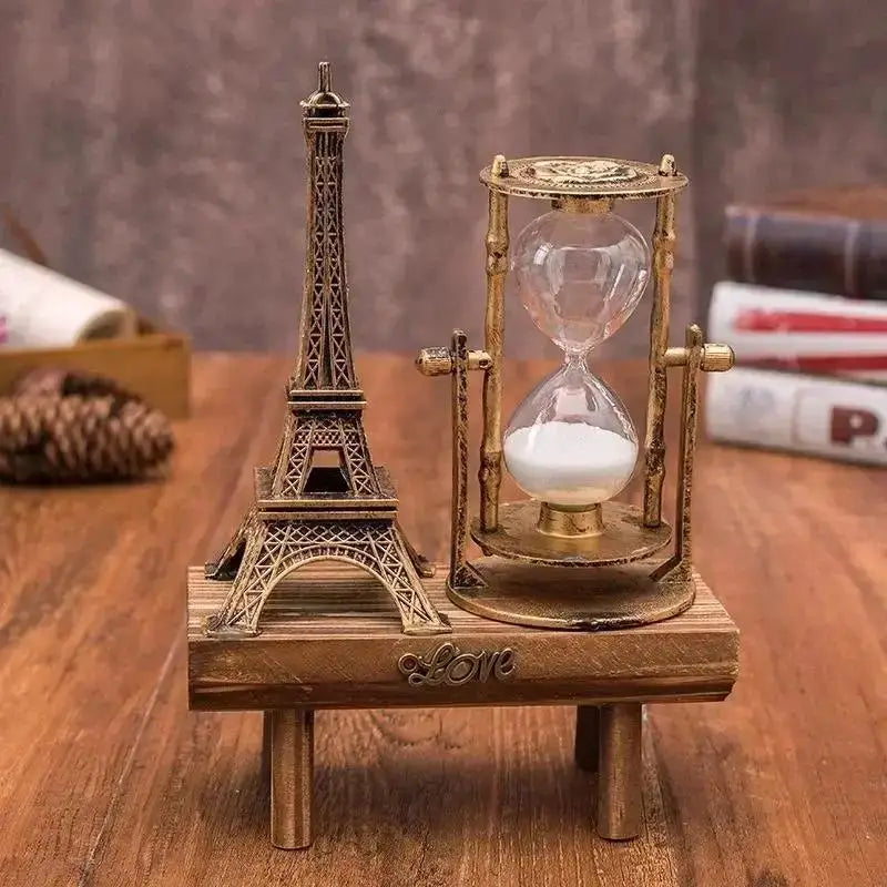 Creative Iron Tower Hourglass Home Decor Modern Minimalist Study Desk Wooden Timing Hourglass Decor Household Goods Wholesale