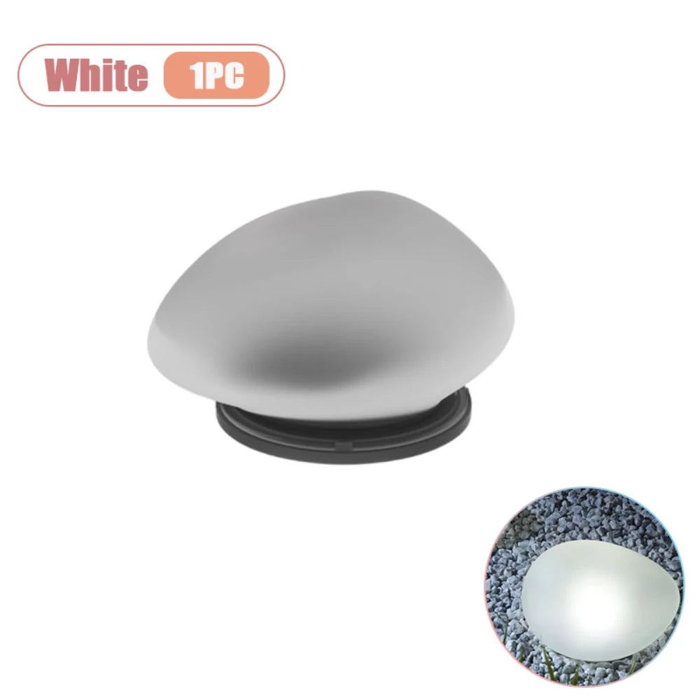 LED Outdoor Garden Lamp Solar Pebble Faux Stone Lawn Light Semi-Flush Mount for Pathways Yard Decor Garden Illumination Lighting