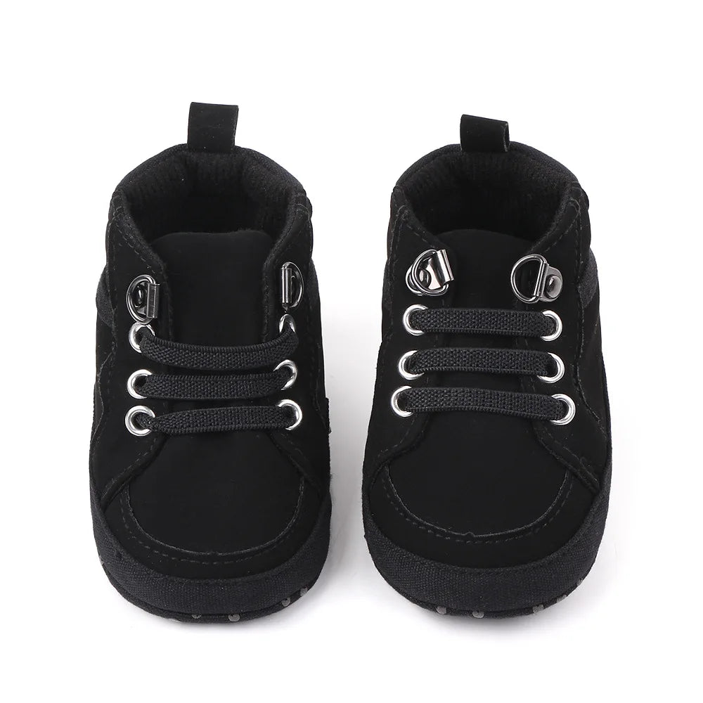 Brand Newborn Baby Boy Shoes Soft Sole Crib Shoes Warm Boots Anti-slip Sneaker Solid PU First Walkers for 1 Year Old 0-18 Months