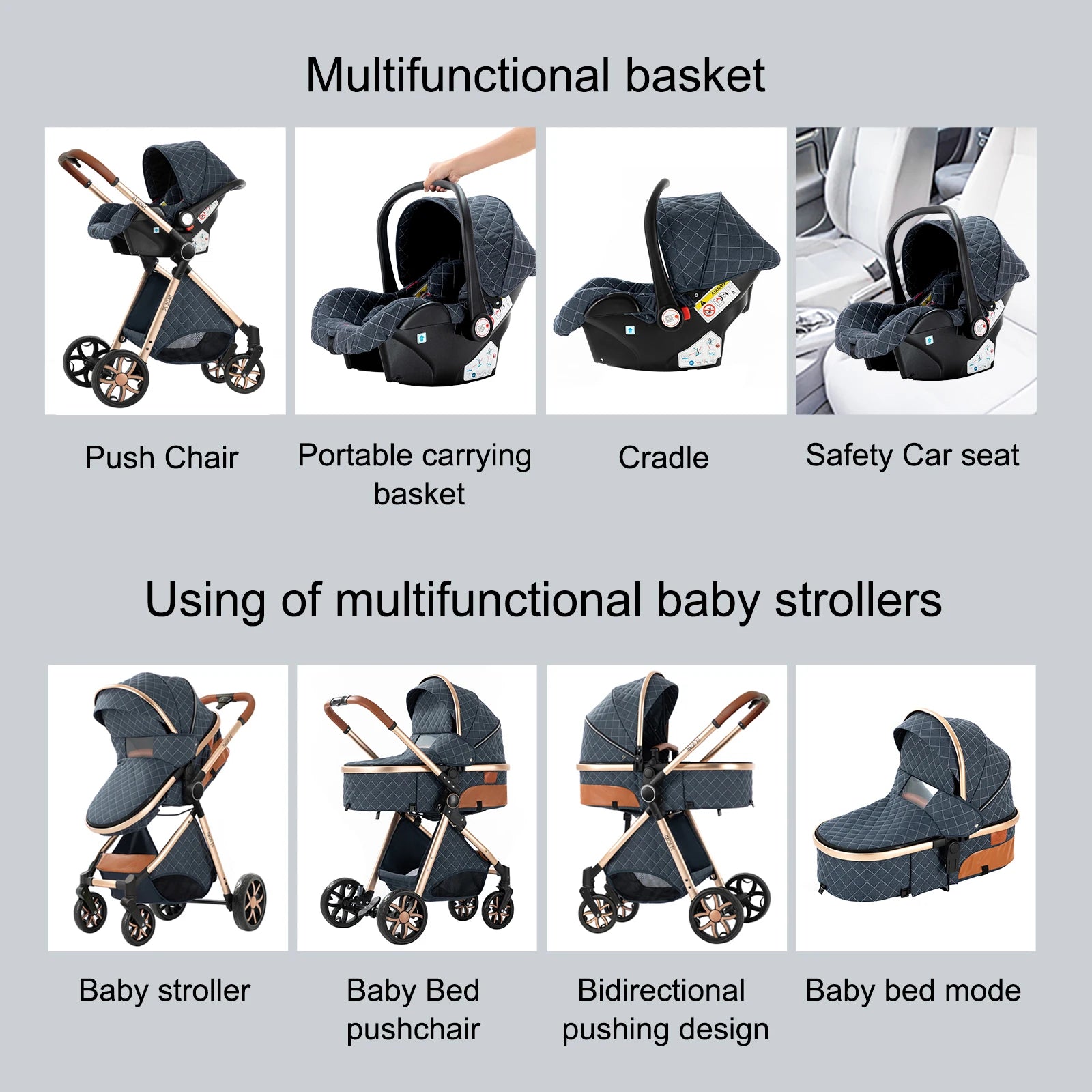 Stroller for baby stroller 3 in 1 stroller with storage basket Light stroller baby cars baby accessories,pram for child car seat