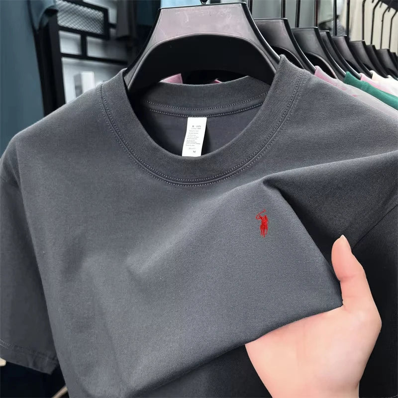 100% pure cotton high-end short-sleeved T-shirt, summer designer brand, patterned round-neck top, fashionable and casual golf me
