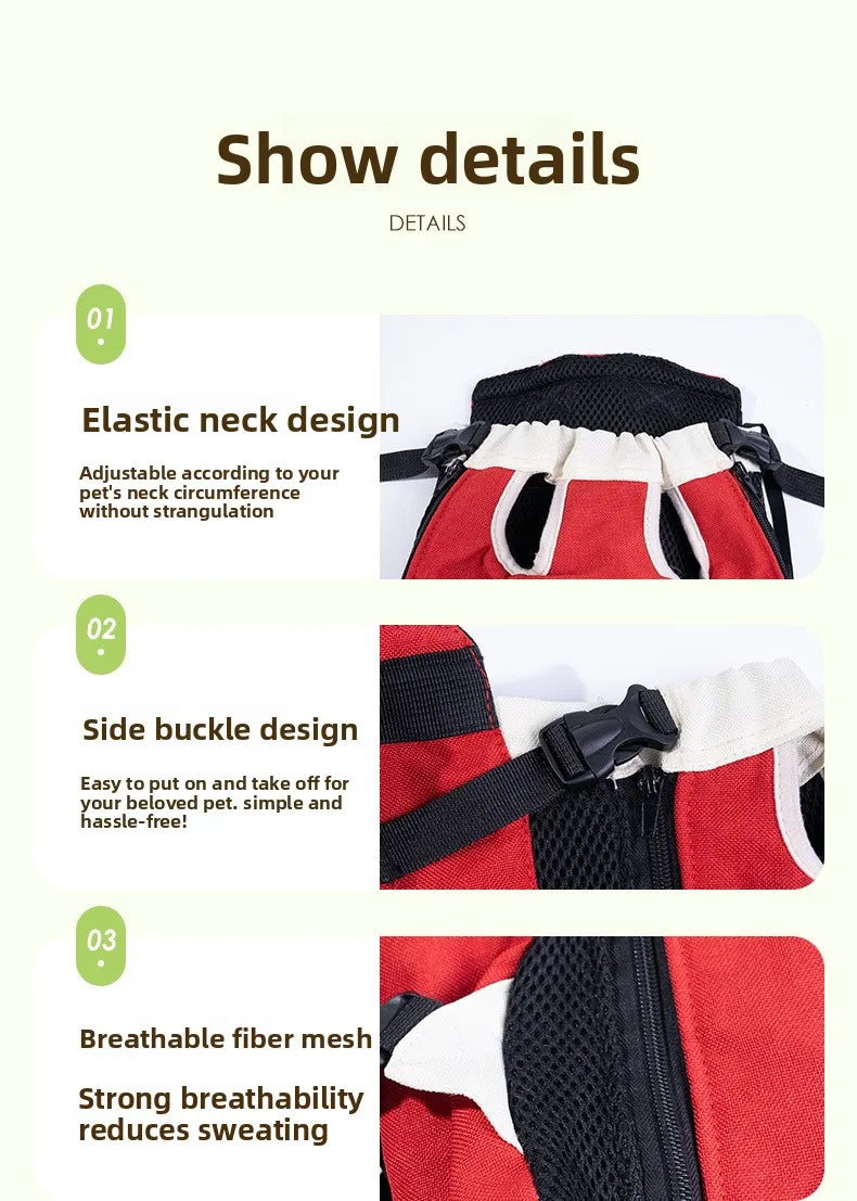 2026 New versatile Portable Pet Backpack for Outings, Dog and Cat Cotton Chest Four-Leg Backpack