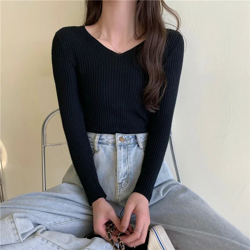 Casual Long Sleeve Knitted Pullover 2026 Autumn Winter Women Sweaters Femme Basic Solid Jersey Tops Fashion Clothes