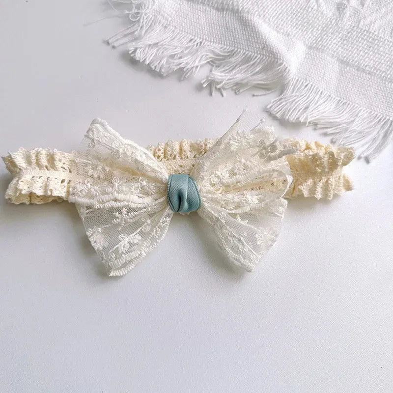 Lace Bows Baby Girl Headband Solid Color Newborn Infant Elastic Hair Bands Baby Hairband Hair Accessories