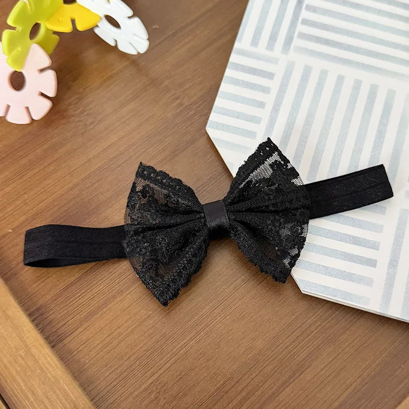 Black Lace Baby Headband Korean Sweet Bow Princess Girl Elastic Hairband Newborn Photo Props Kids Hair Accessories Headdress