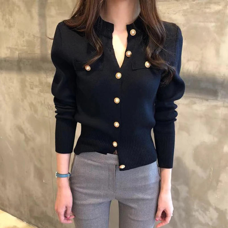 Autumn Winter Long Sleeve Fashion Women Cardigans Sweater Knitted Coat Short Casual Single Breasted Korean Slim Chic Ladies Tops
