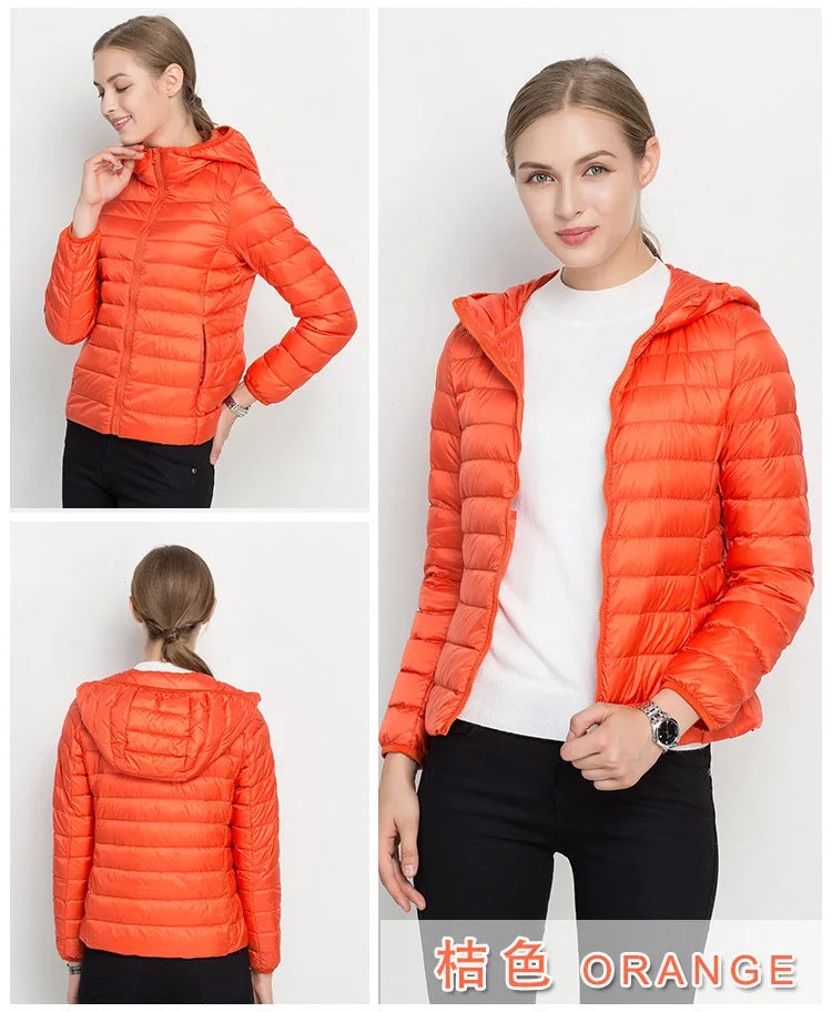 Johnature 2025 New Women Coat Autumn Winter White Duck Down Jacket Solid Colors Warm Slim Zipper Fashion Light Down Coat