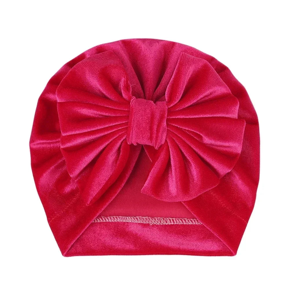Baby Girls Big Bow Knot Velvet Hat Newborn Infant Turban Caps Children Leopard Beanies Photo Props Gifts Hair Accessories