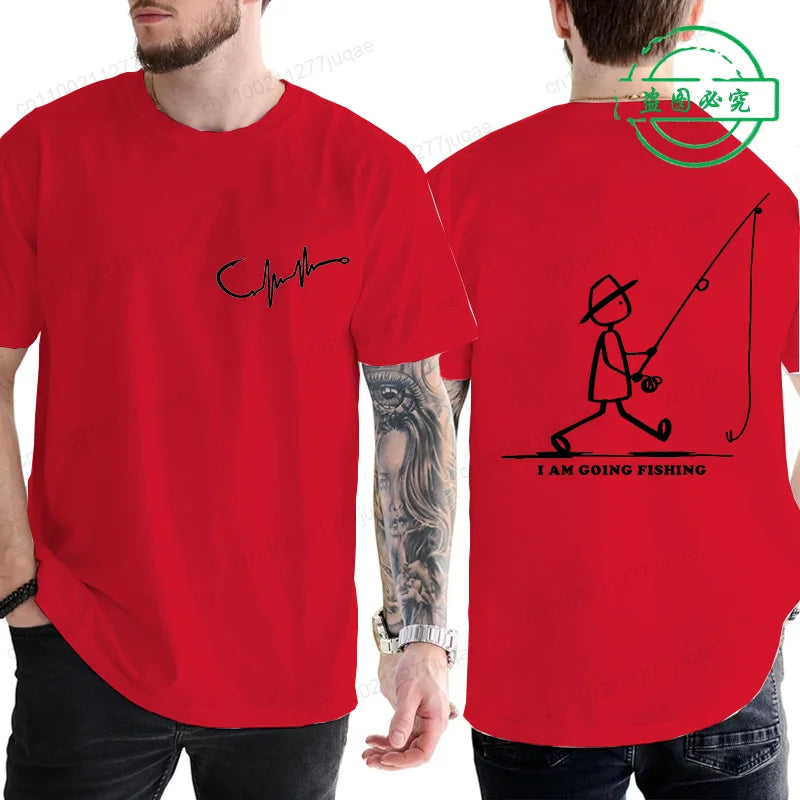 Mens Going Fishing Graphic T-Shirt Funny Men Casual Fisherman Fishing Tshirt T Shirt Loose Cretive Printed Short Sleeve Tees