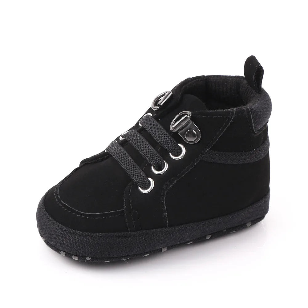 Brand Newborn Baby Boy Shoes Soft Sole Crib Shoes Warm Boots Anti-slip Sneaker Solid PU First Walkers for 1 Year Old 0-18 Months