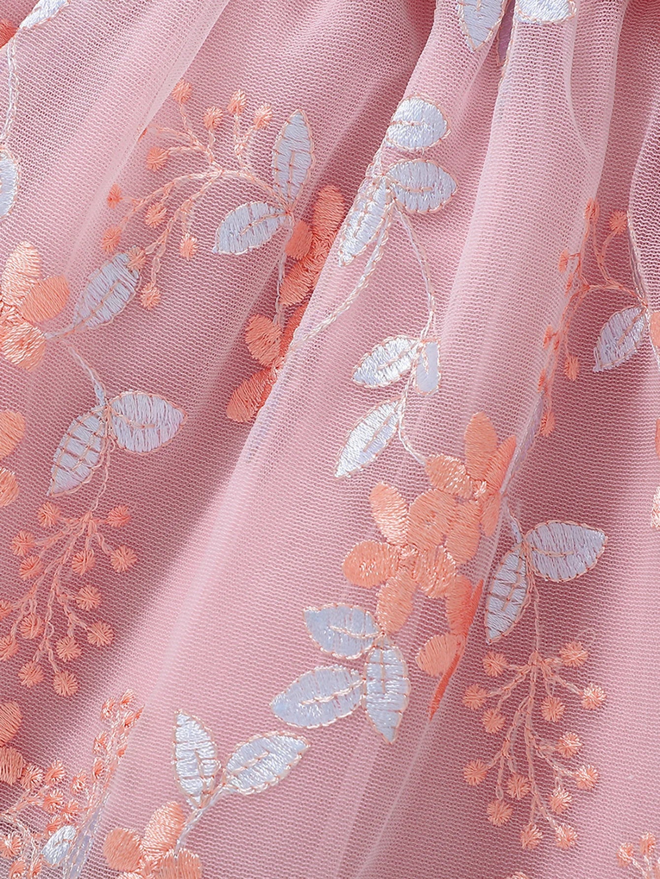 Baby Pink Lace Embroidery Princess Dress Girl's First Birthday Gown with Butterfly Knot Net Skirt Infant Special Occasion Outfit