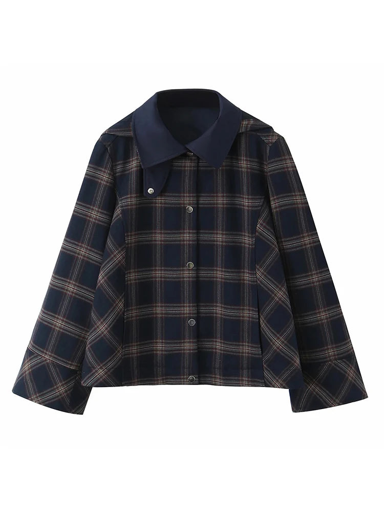 Women New Casual Chic Suit Checkered Hooded Jacket Loose Lantern Workwear Pants Fashion Autumn Winter Suits