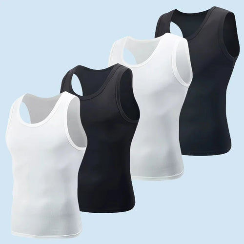 1/3 Piece Men's Classic Four Season Black And White Solid Color Narrow Shoulder Wide Shoulder Vest Comfortable Sportswear
