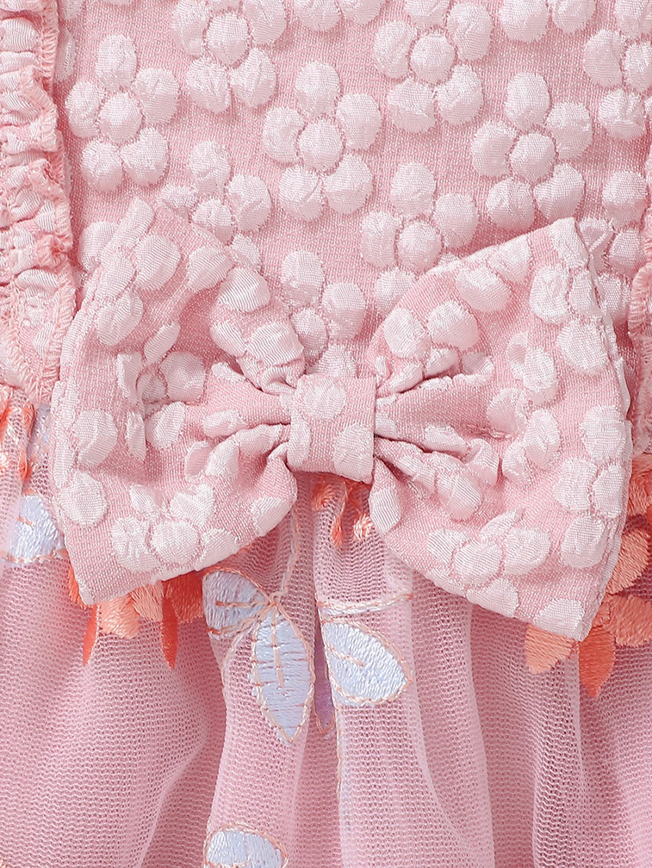 Baby Pink Lace Embroidery Princess Dress Girl's First Birthday Gown with Butterfly Knot Net Skirt Infant Special Occasion Outfit