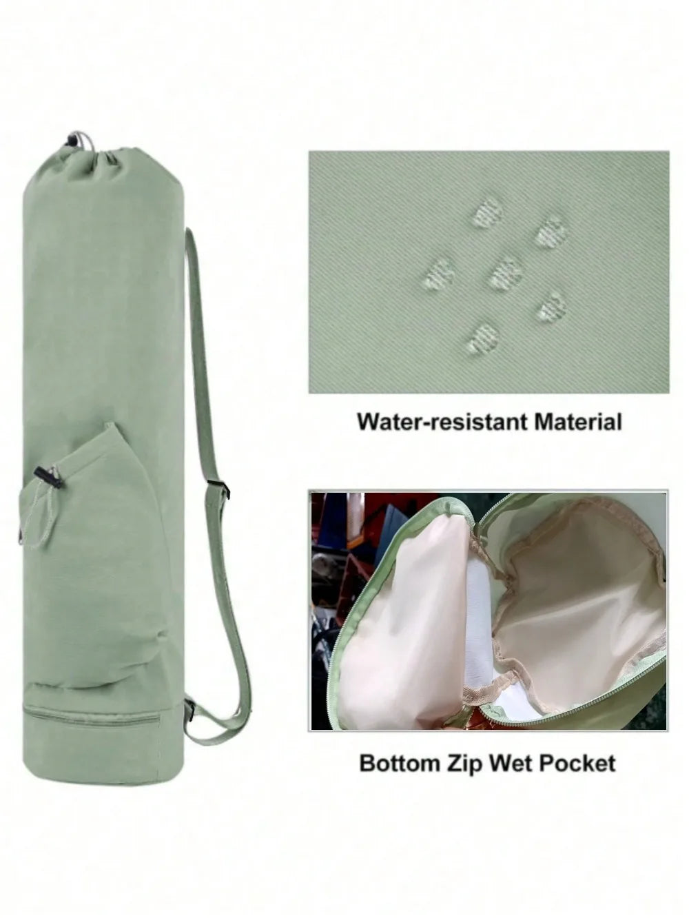 Yoga Mat Bag with Water Bottle Bag, Wet Wipes Bag and Adjustable Rope, Multifunctional Yoga Mat Storage Bag, Sports Gym Bag