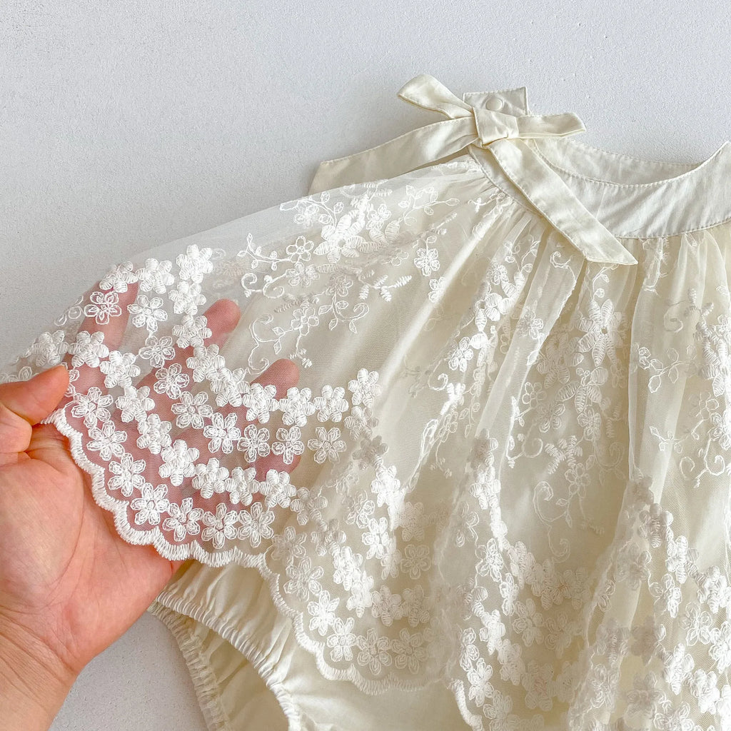 Baby Girl Clothes Cotton Lace Embroidery Bow Romper Dress 0-2Y Baby Girl Birthday Photo Outfit Sleeveless Princess Bodysuit