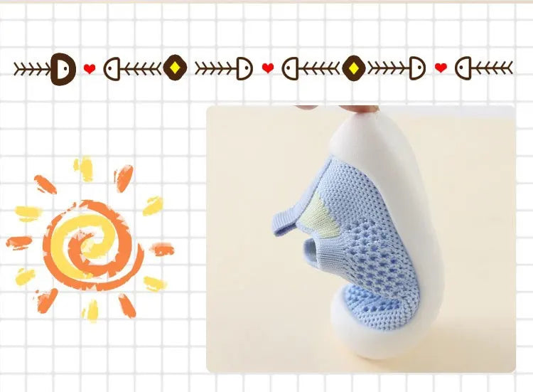Baby Shoes Anti-slip Breathable Infant Crib Floor Socks with Rubber Sole for Children Girls Boys Mesh Shoes Soft Bottom Slippers