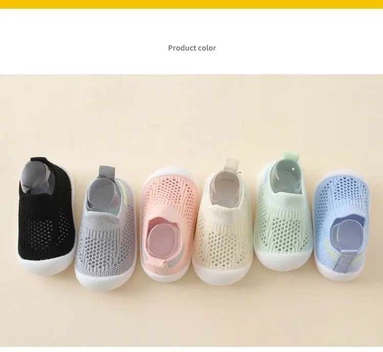 Baby Shoes Anti-slip Breathable Infant Crib Floor Socks with Rubber Sole for Children Girls Boys Mesh Shoes Soft Bottom Slippers
