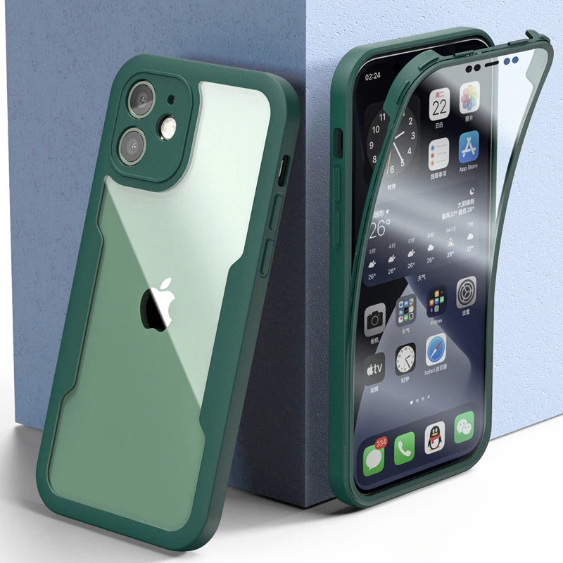 360 Full Body Protection Transparent Phone Case For iPhone 17 16 15 14 Pro Max 11 12 13 X XR XS 7 Soft Front Screen Bumper Cover