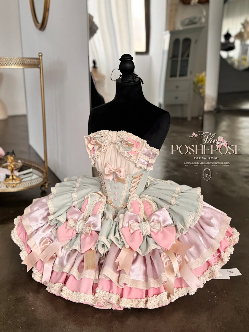 Heavy Industry Elegant Sexy Princess Birthday Dress 3D Big Bow Lace Edge Lace-up Slim Sweet Kawaii Lolita Ball Gown Dress Women