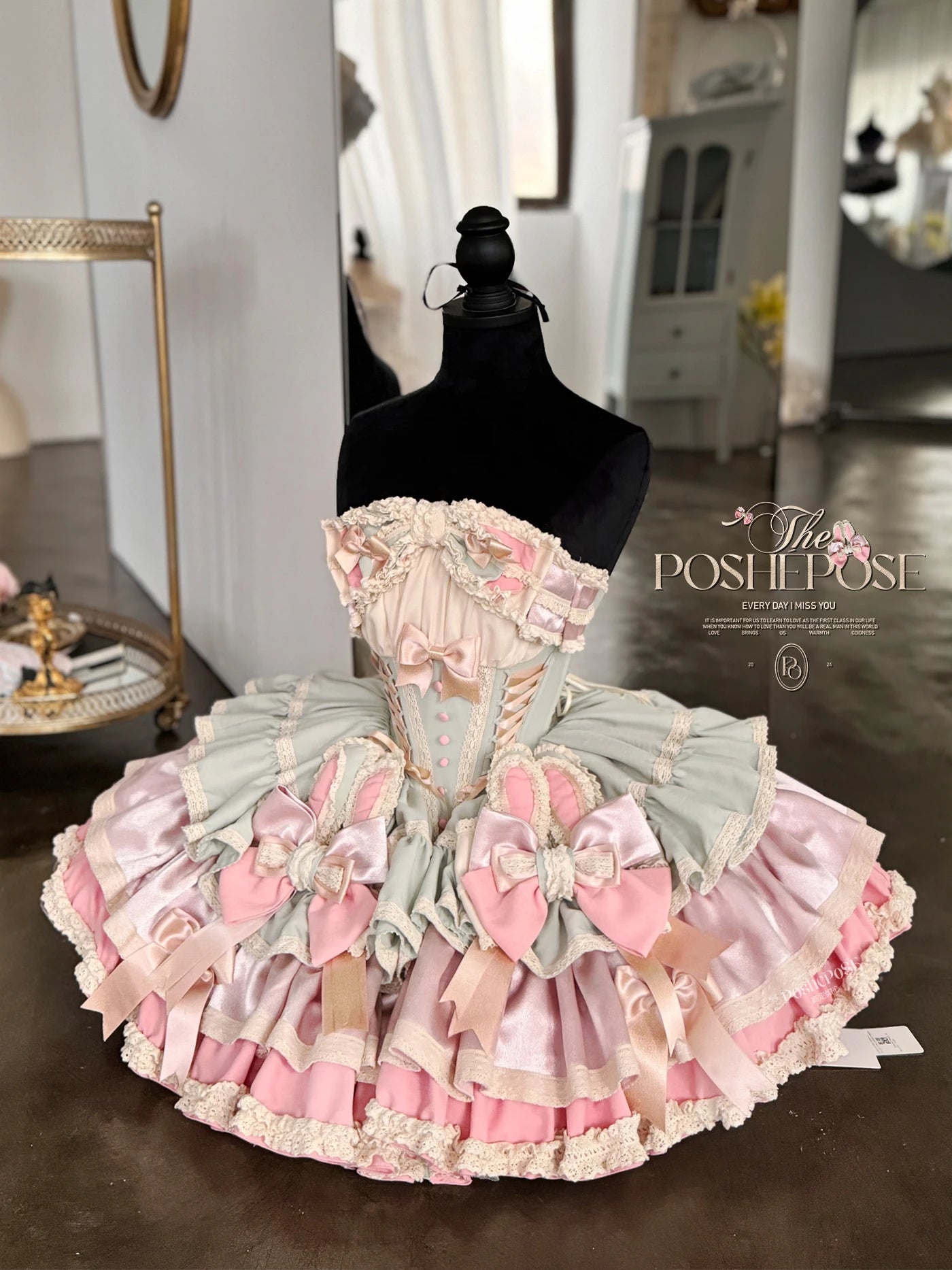 Heavy Industry Elegant Sexy Princess Birthday Dress 3D Big Bow Lace Edge Lace-up Slim Sweet Kawaii Lolita Ball Gown Dress Women