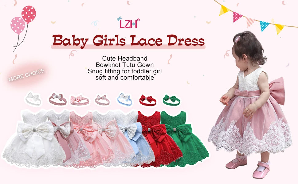 LZH Baby Girls Dress Newborn Clothes Princess Dresses For Baby 1st Year Birthday Dress Halloween Costume Infant Party Dress 0-2T