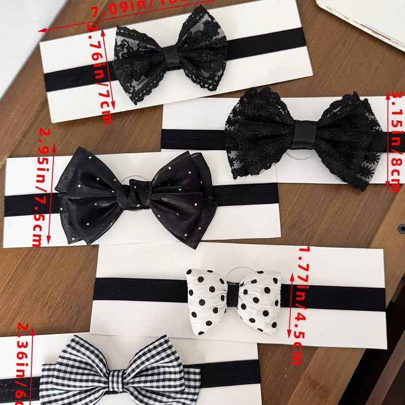 Black Lace Baby Headband Korean Sweet Bow Princess Girl Elastic Hairband Newborn Photo Props Kids Hair Accessories Headdress