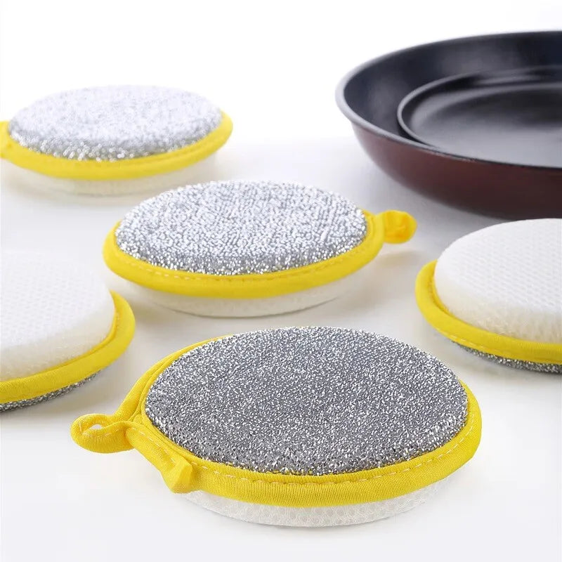 Kitchen Cleaning Towel Double Sided Dishwashing Sponge Kitchenware Brushes Anti Grease Wiping Rags Absorbent Washing Dish Cloth