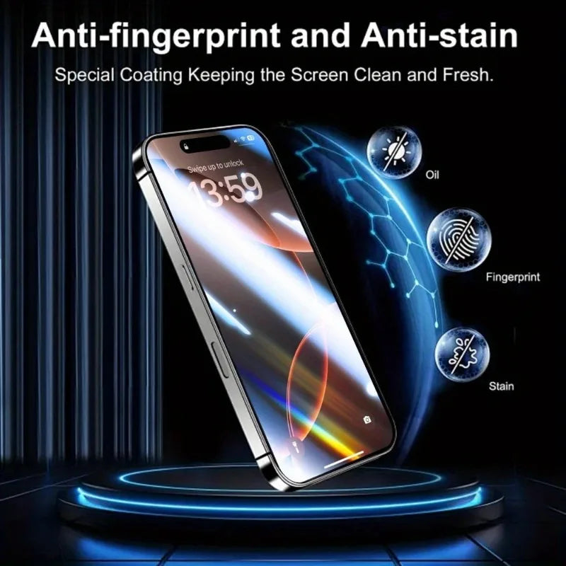 5Pcs Ultra HD 8K Dust Free Screen Protector For iPhone 17 16 15 14 13 12 11 Pro Max 16e Plus 17 Air Glass Easy Installation Box