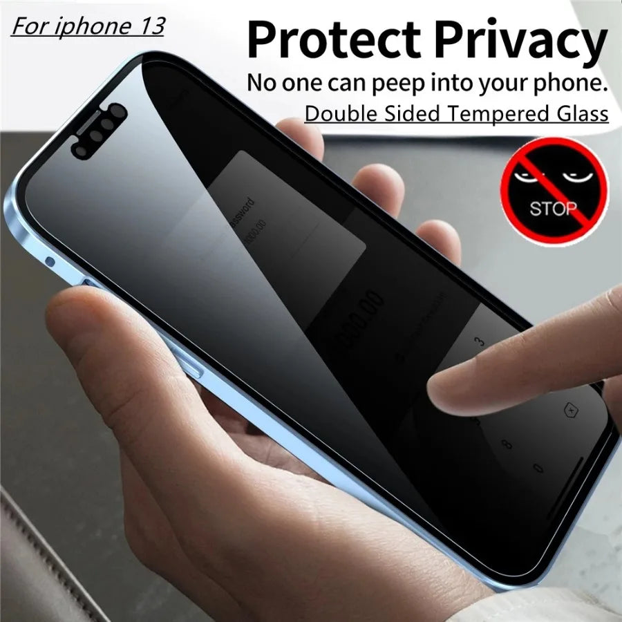 Anti-peeping Double Sided Magnetic Adsorption Case For iPhone17 16e 16 15 14 13 12 11 Pro Max XR Privacy Screen Shockproof Cover