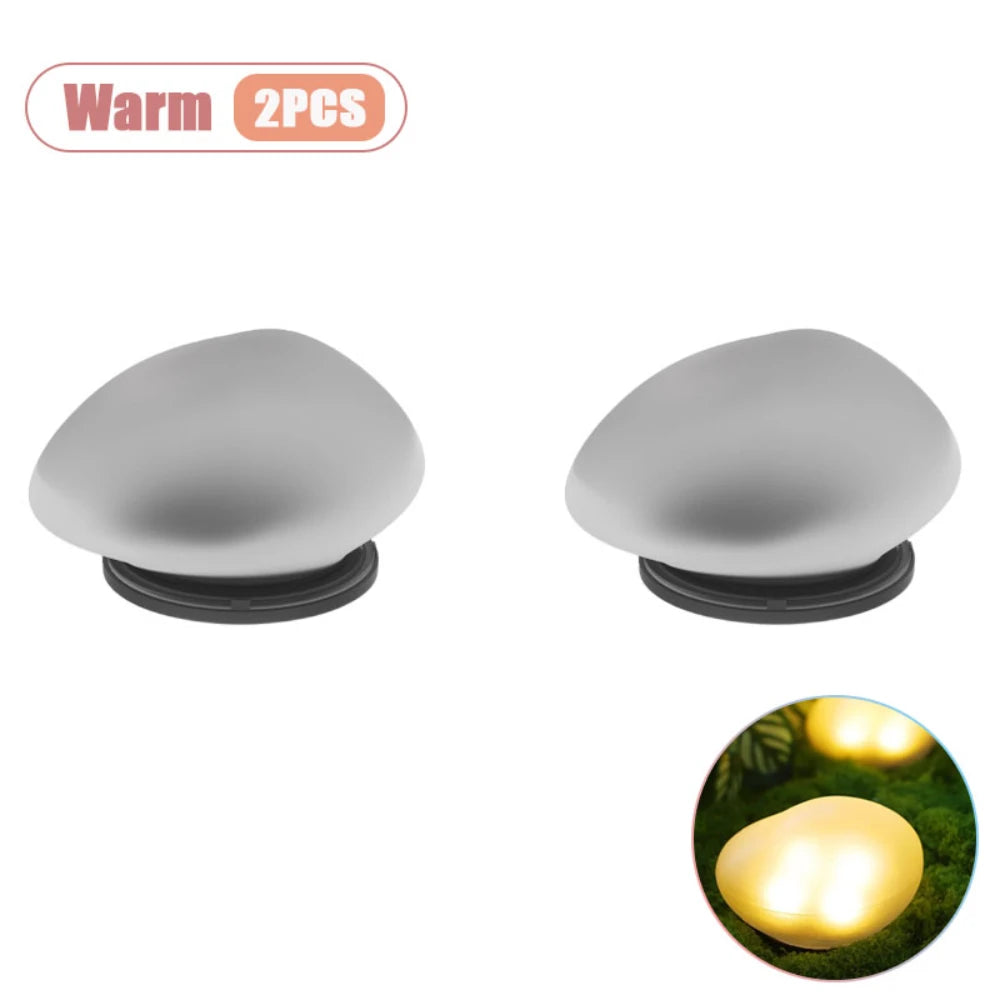 LED Outdoor Garden Lamp Solar Pebble Faux Stone Lawn Light Semi-Flush Mount for Pathways Yard Decor Garden Illumination Lighting