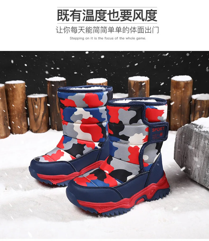 Bota Platform Kid Snow Boot 2023 Winter NewCasual Boy Cotton Shoe Warm Girl Boot Plush Ankle Boot Cotton Boot Kid Boot Girl Shoe