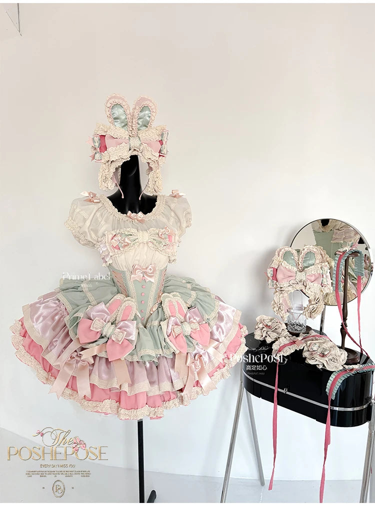 Heavy Industry Elegant Sexy Princess Birthday Dress 3D Big Bow Lace Edge Lace-up Slim Sweet Kawaii Lolita Ball Gown Dress Women