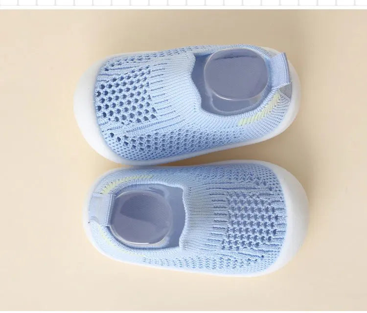 Baby Shoes Anti-slip Breathable Infant Crib Floor Socks with Rubber Sole for Children Girls Boys Mesh Shoes Soft Bottom Slippers