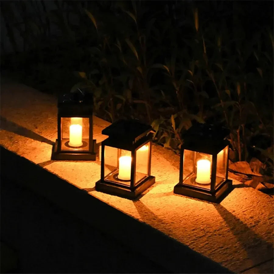 Outdoor Solar Garden Lights Solar Palace Lantern Lawn Landscape Hanging Atmosphere Candle Lamp Floor Yard Garden Decor