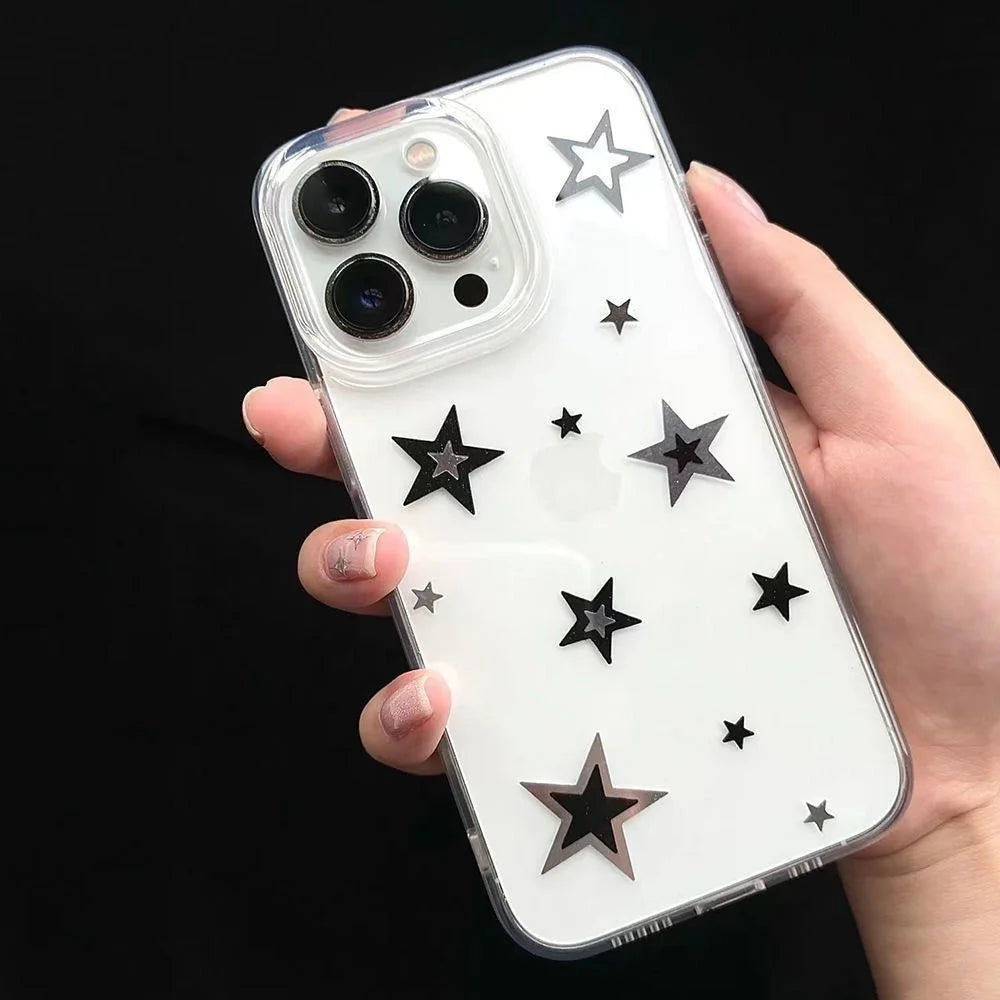 Full Screen Pentagram Phone Case For iPhone 17 Pro Max Air X XR XS Max 7 8 Plus 16 15 14 13 12 11 Y2K Star Soft Back Cover