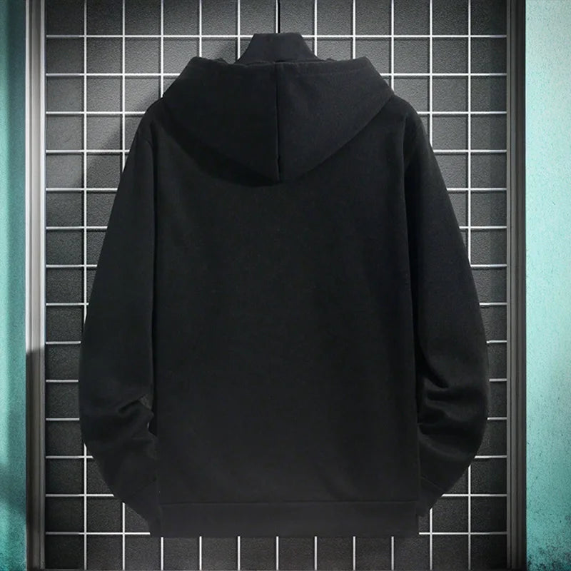 Mens Urban Hoodie 2025 High Quality Solid Color Long Sleeve Sweatshirt Casual Sporty Hooded Outerwear Jesus Cross Print Pullover