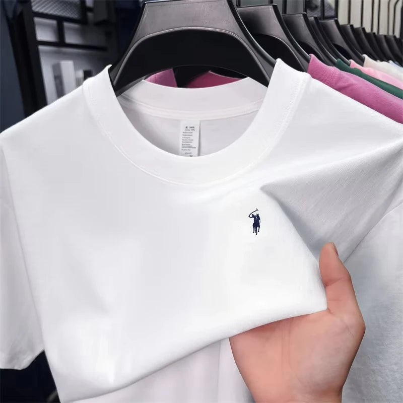 100% pure cotton high-end short-sleeved T-shirt, summer designer brand, patterned round-neck top, fashionable and casual golf me