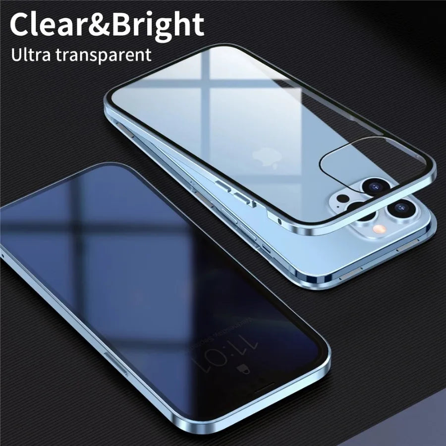 Anti-peeping Double Sided Magnetic Adsorption Case For iPhone17 16e 16 15 14 13 12 11 Pro Max XR Privacy Screen Shockproof Cover