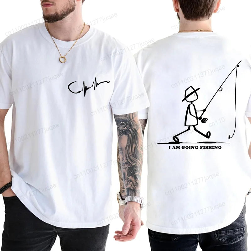 Mens Going Fishing Graphic T-Shirt Funny Men Casual Fisherman Fishing Tshirt T Shirt Loose Cretive Printed Short Sleeve Tees